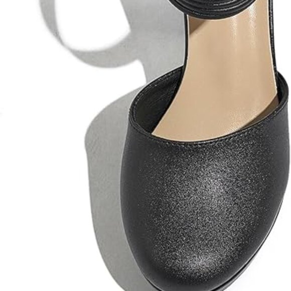 Closed Toe Heels Platform Heels Ankle Strap Dress Shoes for Women-BLK - Picture 4 of 4